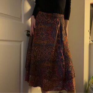 Bohemian Patchwork Midi Skirt
